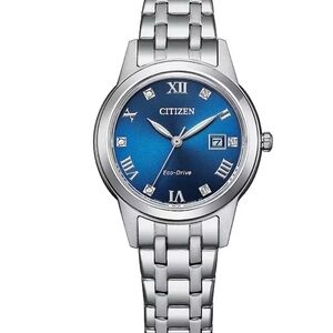 Citizen Eco-Drive Silver Watch with Blue Dial